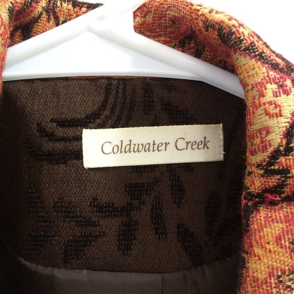 Coldwater Creek Tapestry Blazer 3 Button Closure Lined Fall Colors Size 14 - Picture 2 of 4